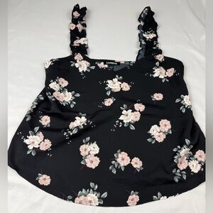 Express Black and Pink Floral Camisole